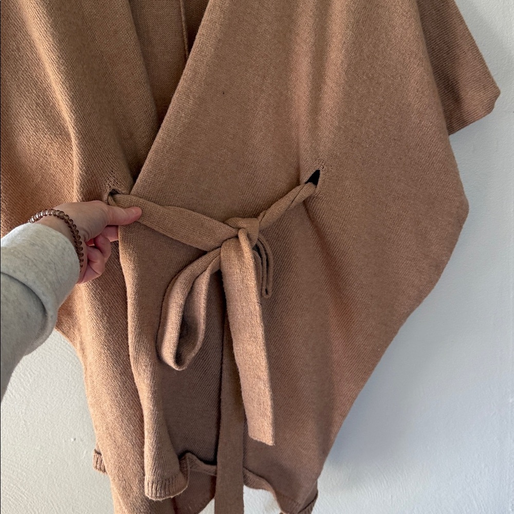 Saturday Sunday Tan Open Front Cardigan with Belt one size - Picture 3 of 5